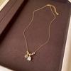 Exquisite French Zircon Gold Sugar Cube Pendant Necklace, Light Luxury Fashionable Clavicle Chain.