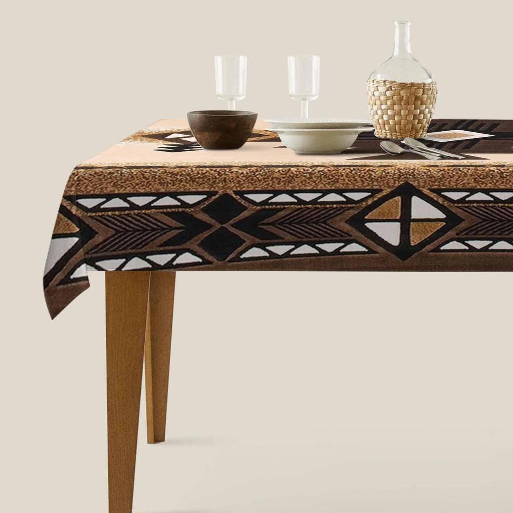 n Aztec Rectangle Tablecloth 60x84 Inch Southwestern Geometric Square Triangle Brown Dining Table Cover Deco for Kitchen Home Outdoor Party