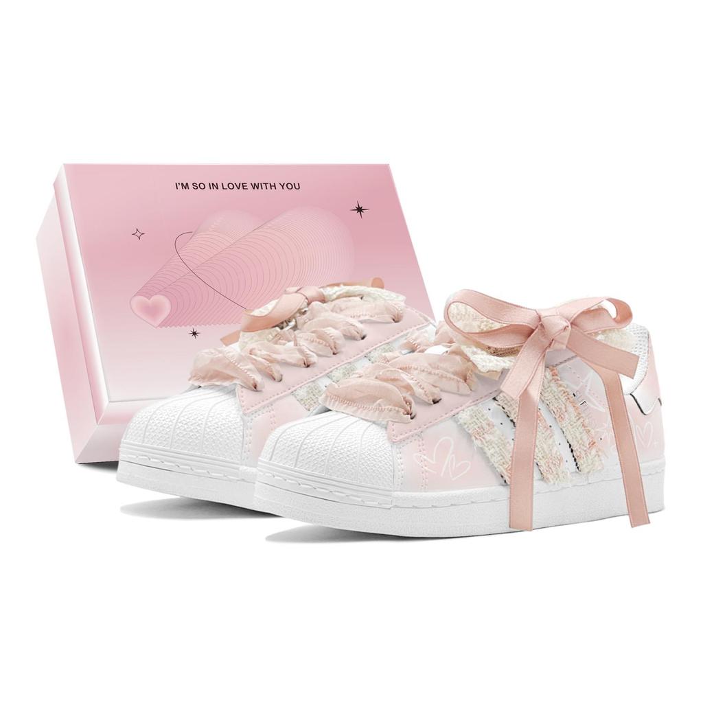 adidas Originals Superstar 2 Romantický dárek Nízké ležérní Skateboardové boty Unisex Oranžová Růžová IH8659(TeamS2-S-BOX)