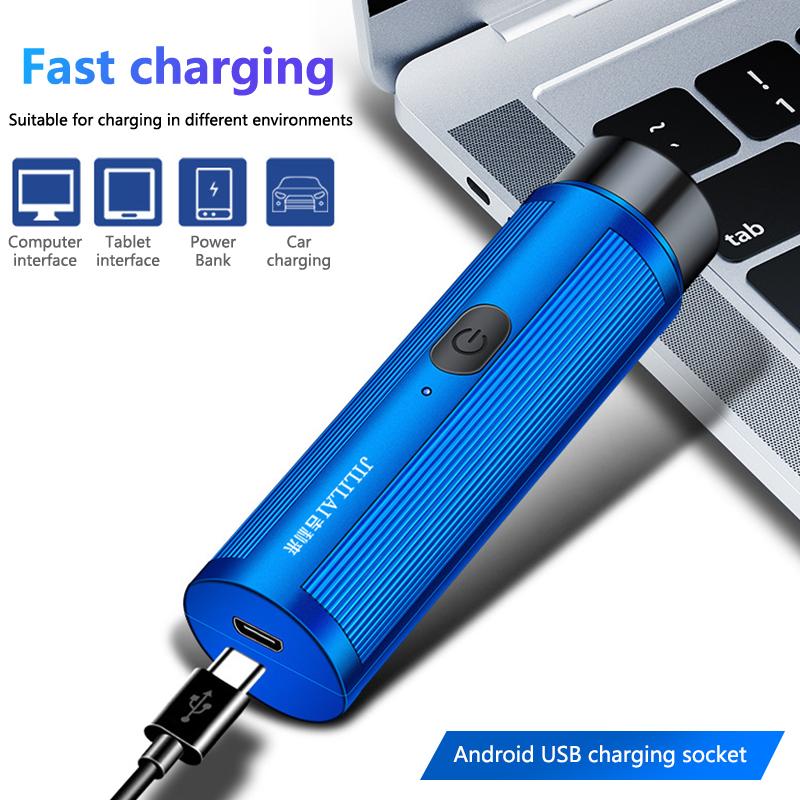 Mini Usb elektrisk barbermaskin Barberhøvel Bærbar roterende skjærehode skjeggstubbtrimmer