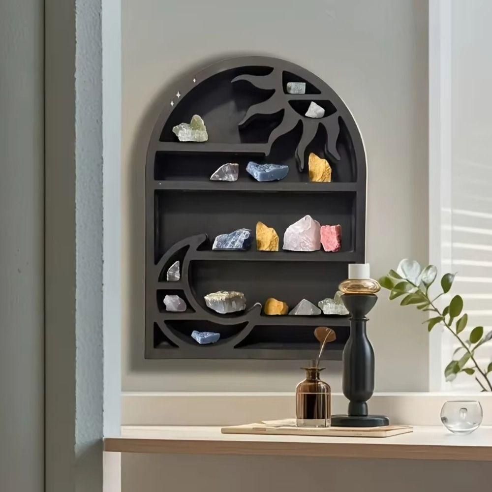 Moon Design Wall Shelf Wooden Material Crystal Shelf Floating Shelves Living Room Decor
