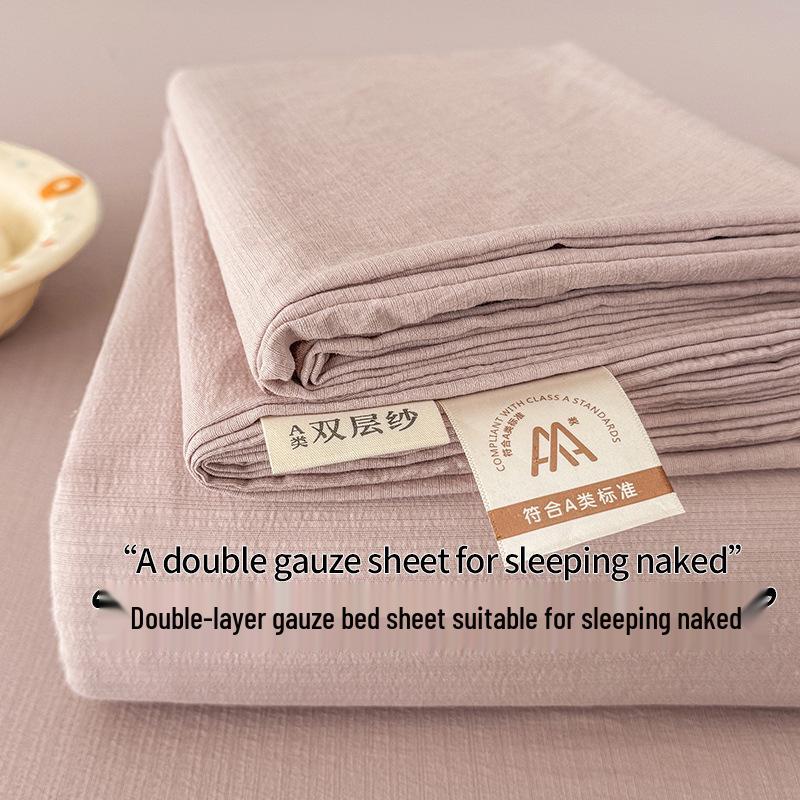 Class A Double Layer Gauze Bedding: Single Cotton Bed Sheet & Duvet Cover Set for Dorm Rooms
