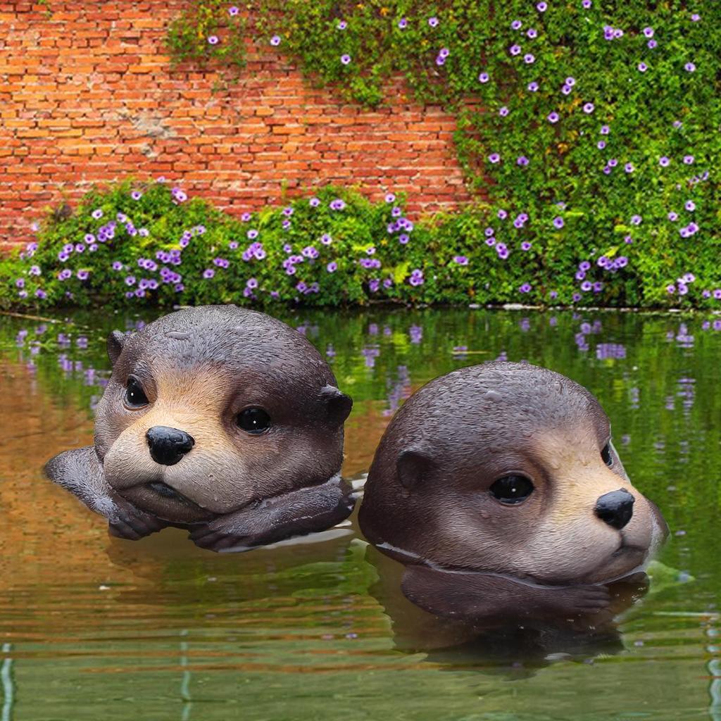 Cross-Border Outdoor Garden Pond Decor: Floating Otter Head Resin Craft.