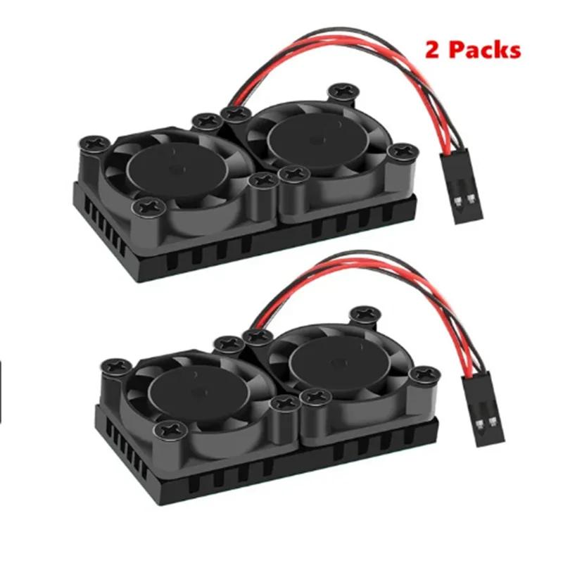 For Raspberry Pi 4 Cooling Fan Kit Dual Fans with Thermal Conductive Adhesive Tape and Heat Sink for Raspberry Pi 4,3 B+ 2