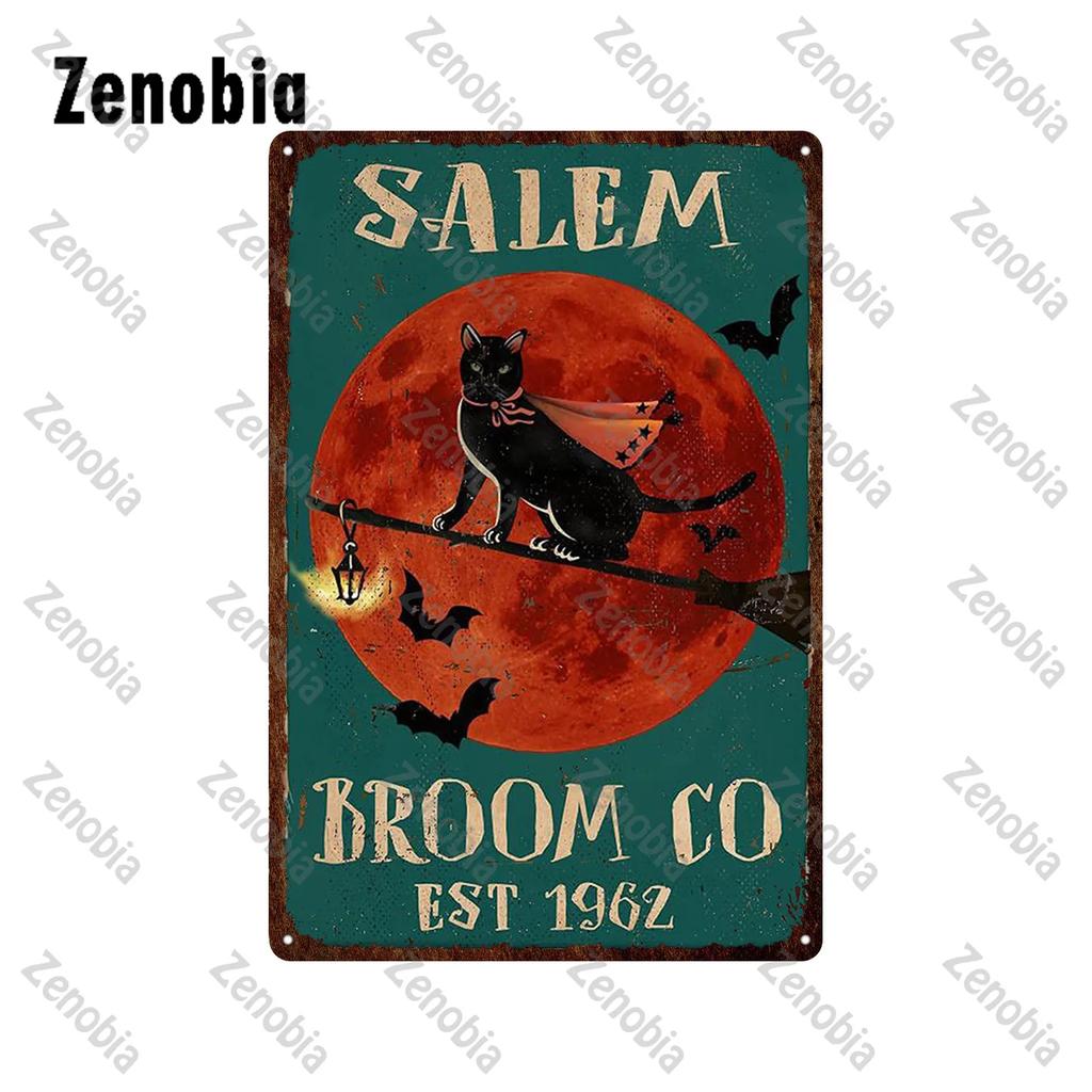 Animal Pet Black Cat Metal Poster Funny Vintage Plaque Metal Signs Tin Signs Cat Sitting On Toilet Tin Plate for Bathroom Decor