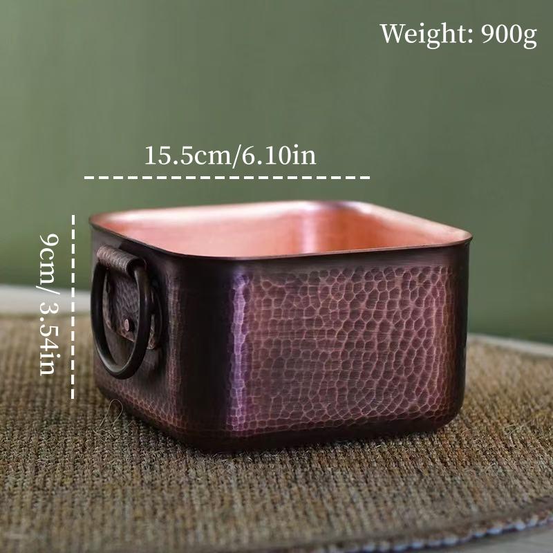 Vintage Copper Pot,Camping & Outdoor Activities Food Stewing Cooking Utensil,Handcrafted Hammer Texture 15.5 Cm Handheld Pot