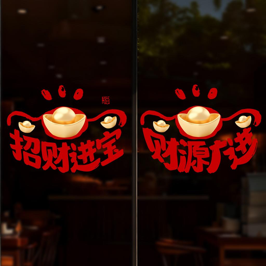 New Year Decoration Glass Door Stickers for Atmosphere In Shopping Malls' Display Windows, Static Electricity Stickers