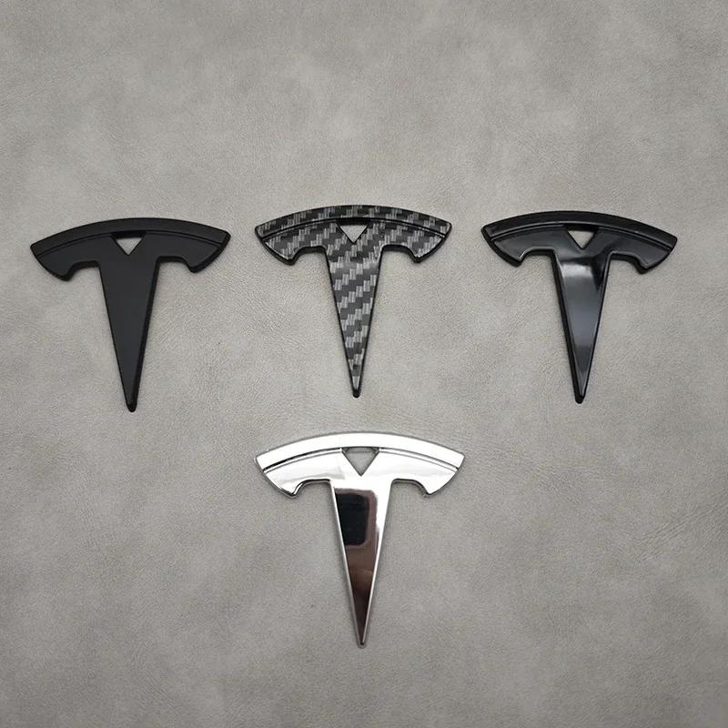 Car Sticker Tesla 3D ABS Chrome Black Logo Car Steering Wheel Cover Sticker Badge Emblem For Tesla Model 3 Y X S Decals Replacem