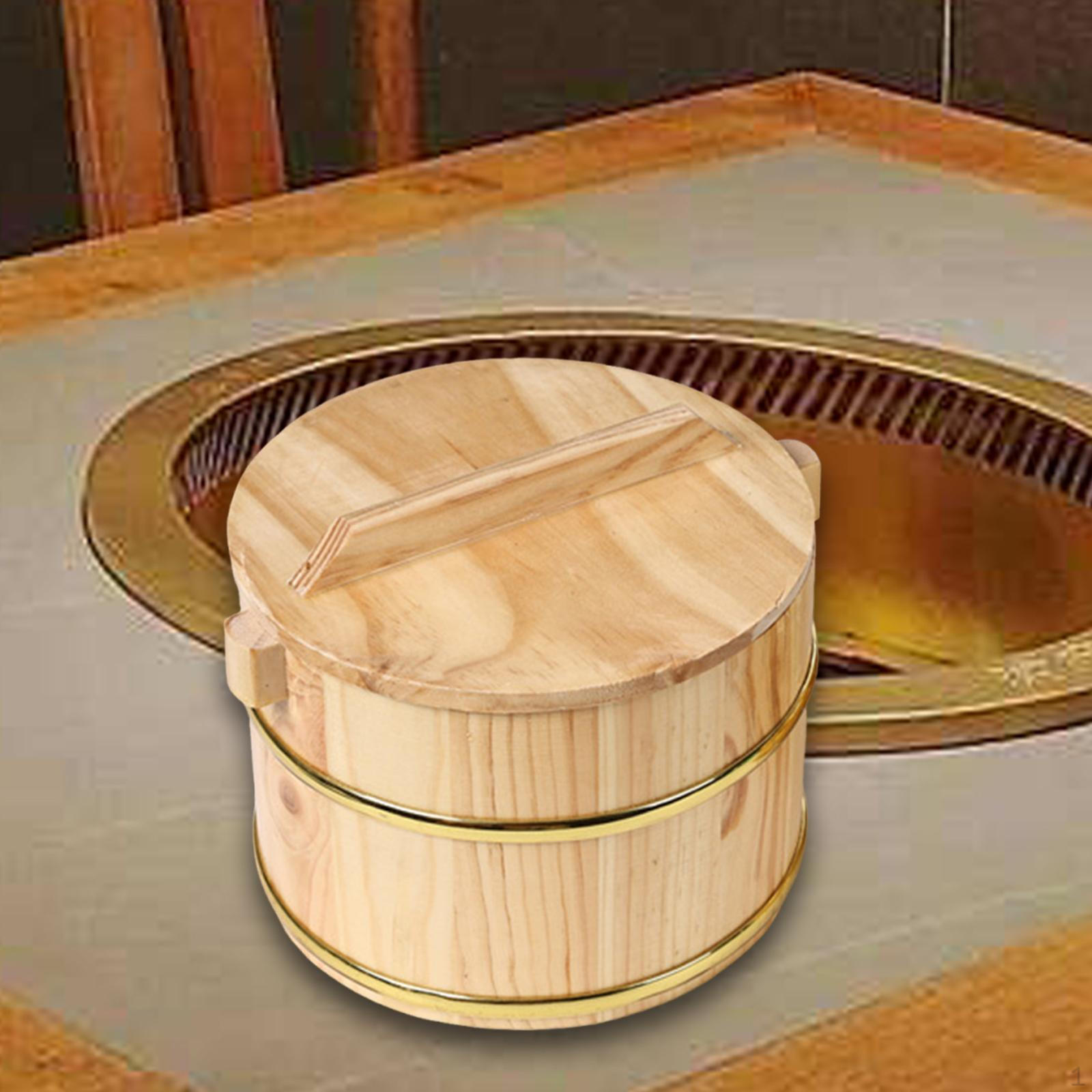 

Деревянная бочка для риса на пару с крышкой. Контейнер для еды. Бытовые кухонные гаджеты для суши. 16cmx16cmx11cm