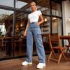High-Waisted Wide-Leg Cargo Jeans Women Relaxed Fit Denim Pants With Functional Pockets Casual Streetwear Style