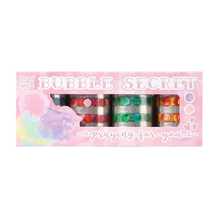 4 Rolls/Box Bubble Time Pet Tape Personalize Sticker Dot Marker Diy Handbook Decorative Masking Tape 2 meters&6 cm&4 rolls/box