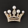 Fashion Pearls Crown Brooches Korean Boutique Rhinestone Brooch Geometric Buckles Anti Exposure Shirt Collar Pins Accessories