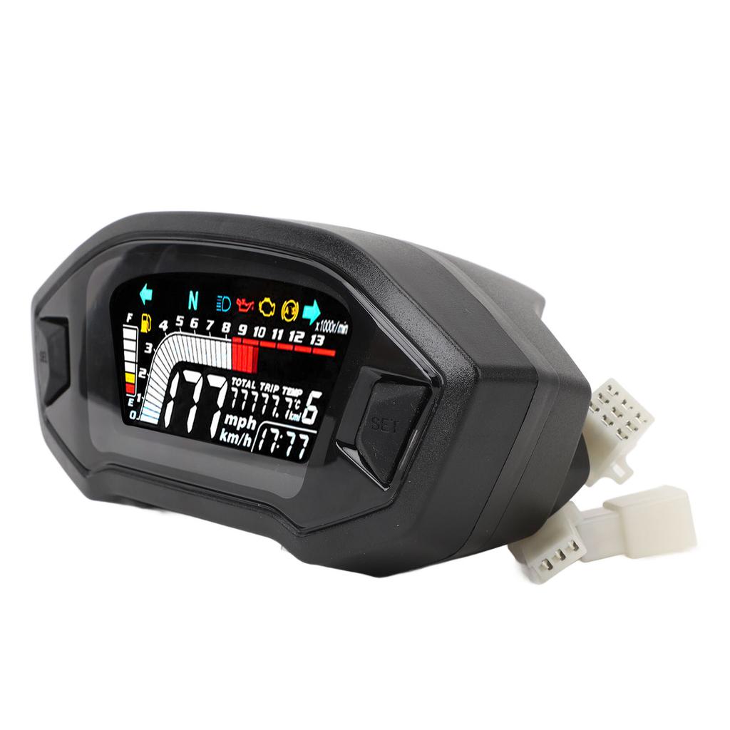 Motorcycle Speedometer LCD Digital Odometer Tachometer RPM Water Temperature Gauge for Single Double Four Cylinder