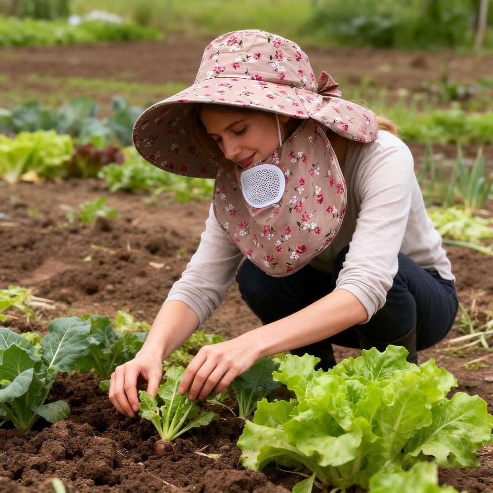 Wide Brim Face Hood Hat Mesh Breathable Sunscreen Hat Fashion Agricultural Work Cap  Summer