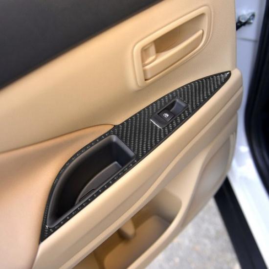 Carbon Fiber Interior Rear Door Control Cover Trim For Mitsubishi Outlander