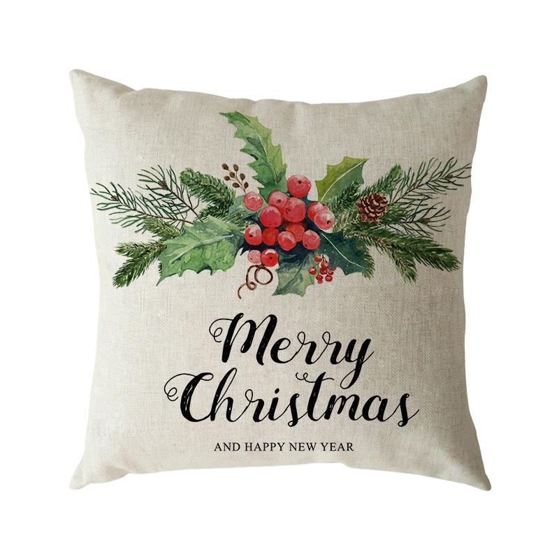 Santa Claus Pillow Case Snowman Color Ball Christmas Wreath Linen Pillow
