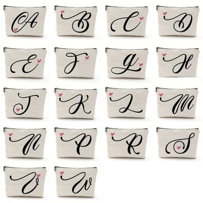 Borsa per cosmetici Elegante modello di lettera Borsa per il trucco con chiusura a cerniera Organizer per trucco da viaggio per donne, mamme e amiche