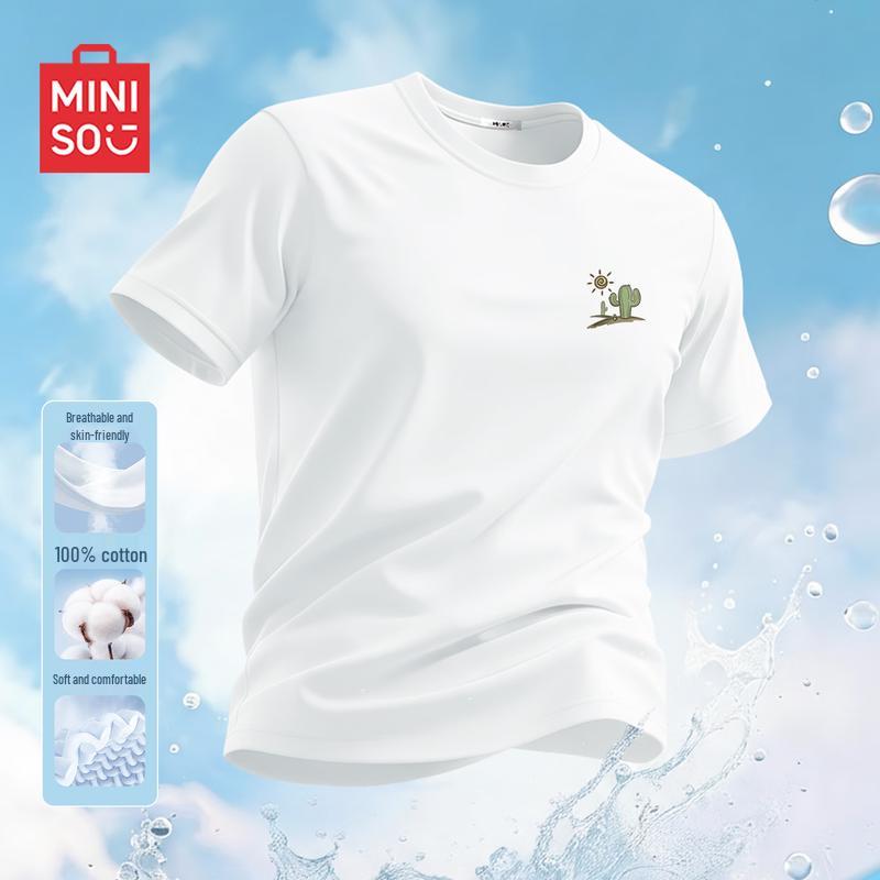 MINISO Men s Casual Crew Neck Cotton T-Shirt 2XL