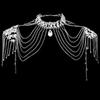 Crystal Tassels Shoulder Body Chain Alloy Fashion Accessory Bridal and Bikini Back Jewelry Wedding Accessory for Bride