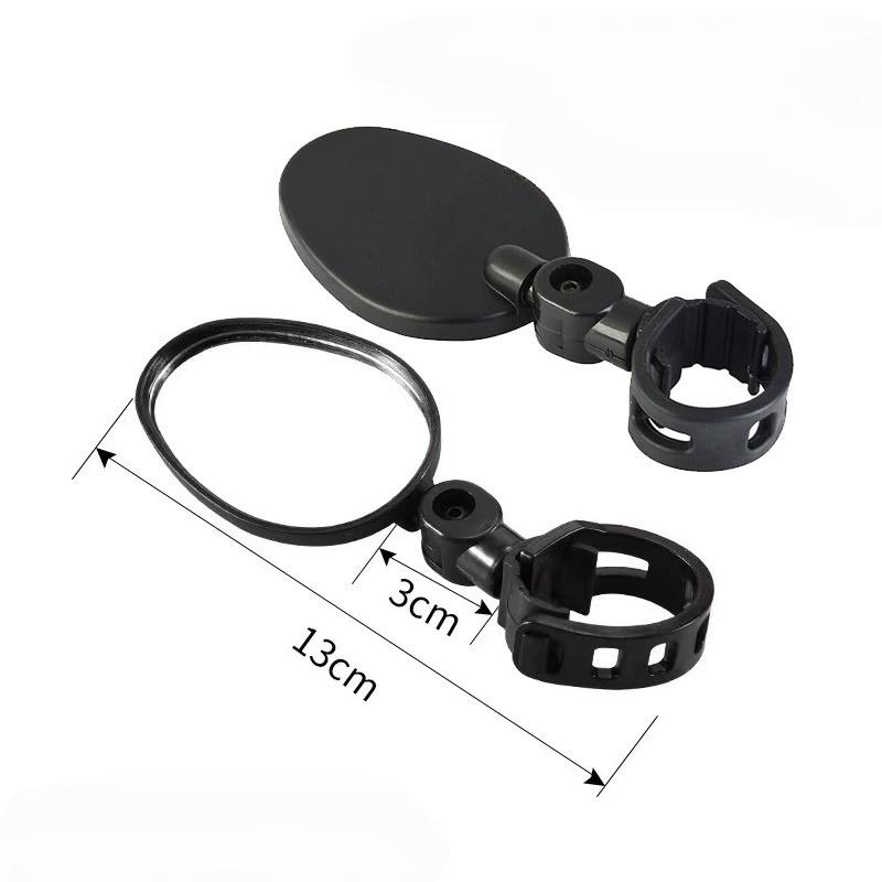 2PCS Bicycle Plastic Rearview Mirror 360 Degree Adjustable Rotatable Universal Cycling Handle Rearview Safety Lens for MTB Bike