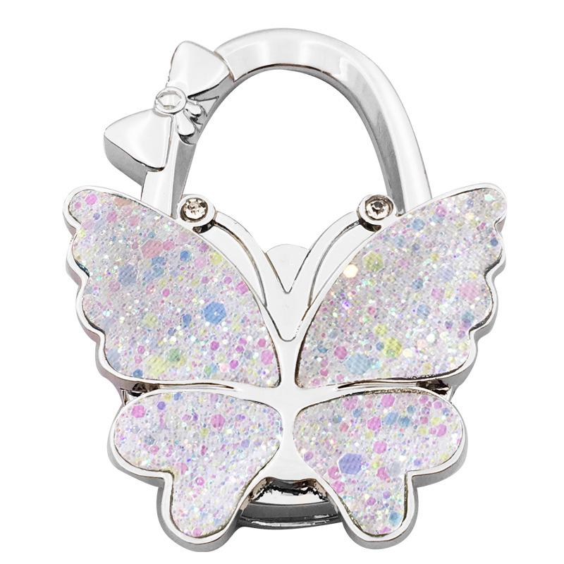 Large Matte Butterfly Hanging Bag Hook - Foldable Women's Bag Buckle & Portable Table Edge Hook for Luggage Accessories.