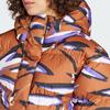Adidas Mid-Length Sports Hooded Cotton Jacket Women Jackets Dark-Brown White IN2822