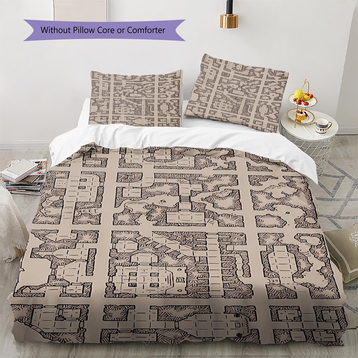 

D&D Dungeon and Dragons Pattern Bedding,Quilt Set Quilt Cover Pillowcase Home Birthday Gift (1 * duvet cover + 2 * pillowcase, without core) 220x240cm