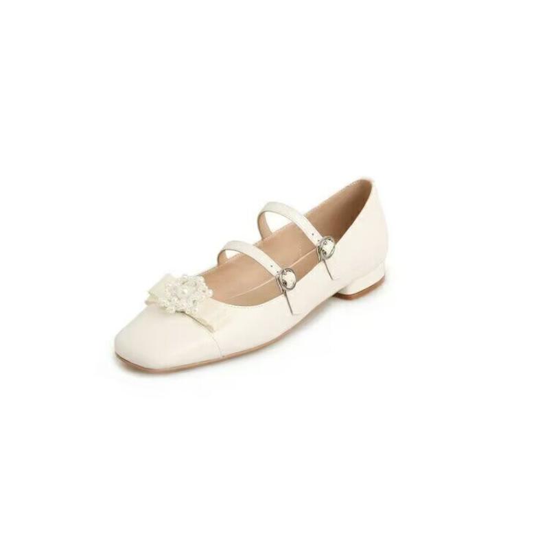 Fashion Autumn New Square Head Mary Jane Shoes for Women Fashion Shallow Cut Casual Women's Shoes Bowknot Flower Flat Sole Single Shoes