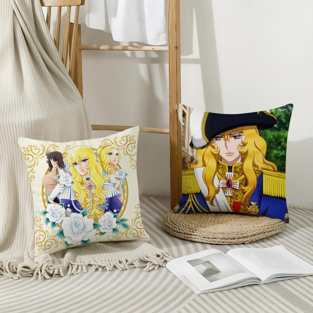Anime T-The Rose of Versailles Cushion Cover Breathable Linen Pillowcase Summer Odorless Eco-Friendly Invisible Zipper Washable