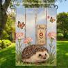 2D Flat - 2D Flat - 1pc, 2D Flat Printing, Cute Hedgehog And Butterfly Garden Flag, Material, Multiple Sizes Available, Machine Washable for Outdoor U