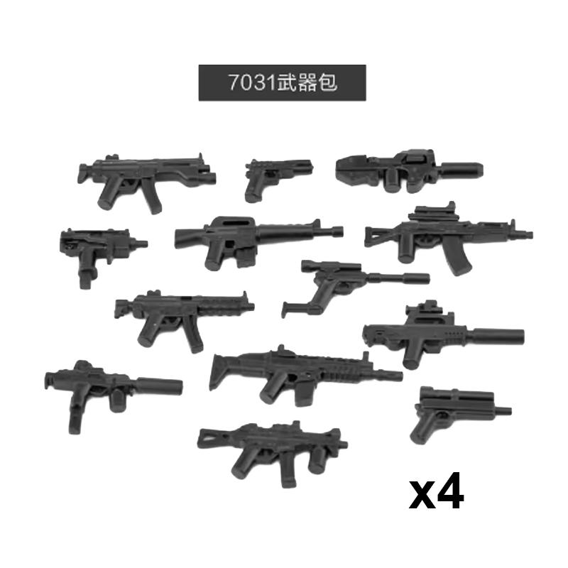 Andra världskriget Militära Vapen Byggklossar Armé Soldater Figurer 98K MG34 MG42 PPSH Vapenbälte Tillbehör Klossar Leksaker För Barn