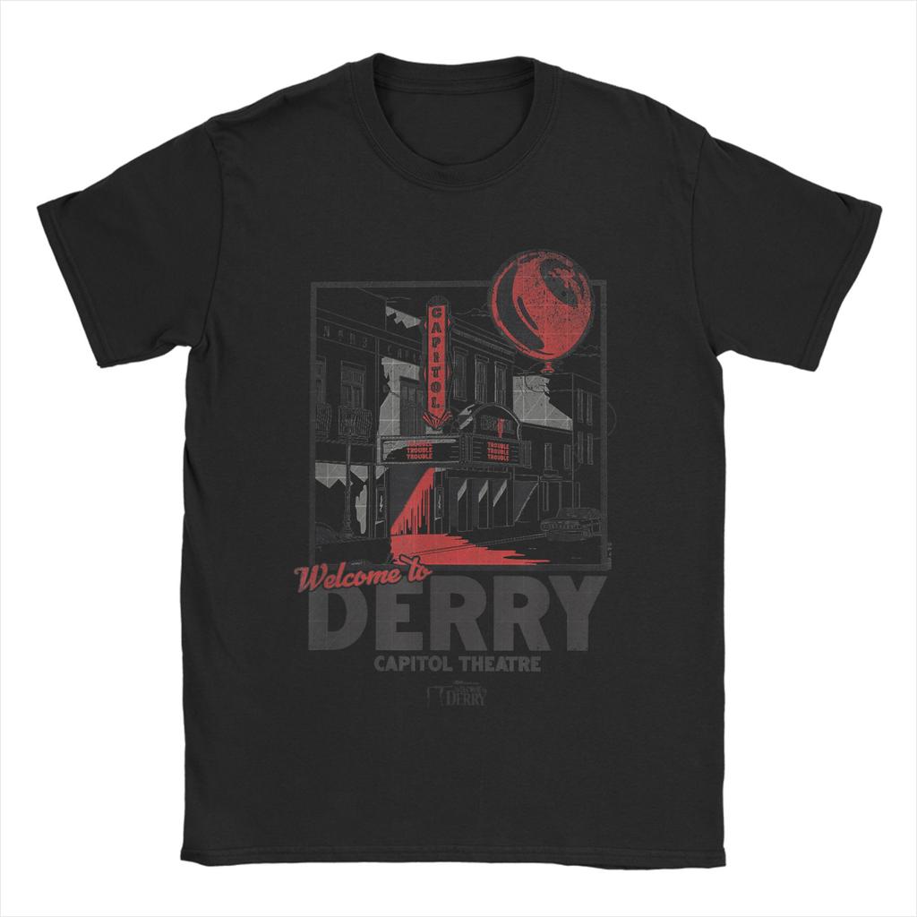 Pennywise The Dancing Clown Horror TV  T Shirt Beach Its Derrys Welcome Cotton T-Shirts For Men's Tee Shirt Short Sleeves Tops