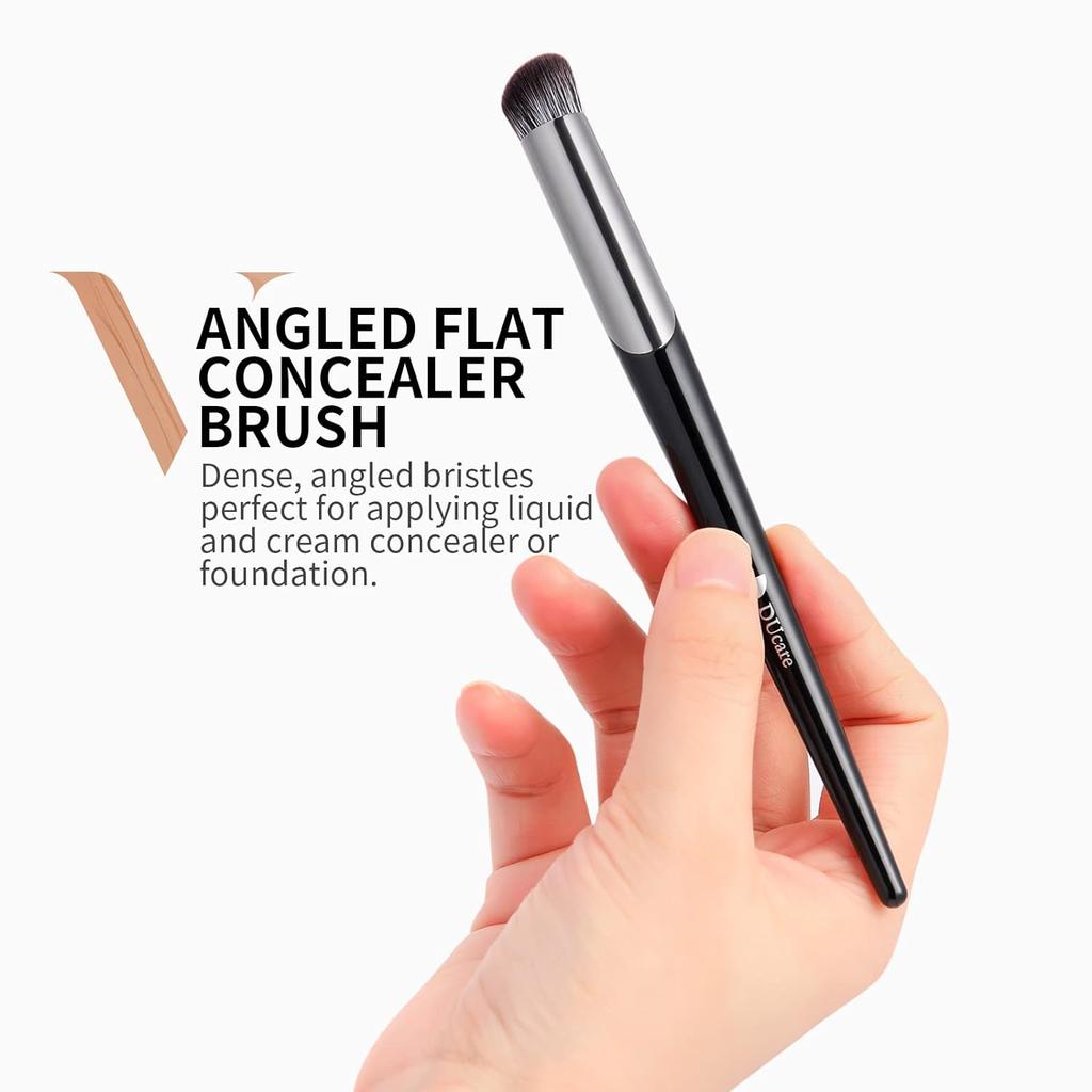 DUcare Concealer Brush Under Eye  Angled Small Nose Contour Brush, Mini Thin Slanted Foundation Face Eyebrow Eyes, Liquid Cream Blending