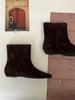 Sheepskin Version~ Retro Suede Square Head Small Slope Heel Flat Bottom Thin Boots Short Boots Women's 2025 New Versatile Cowboy Boots