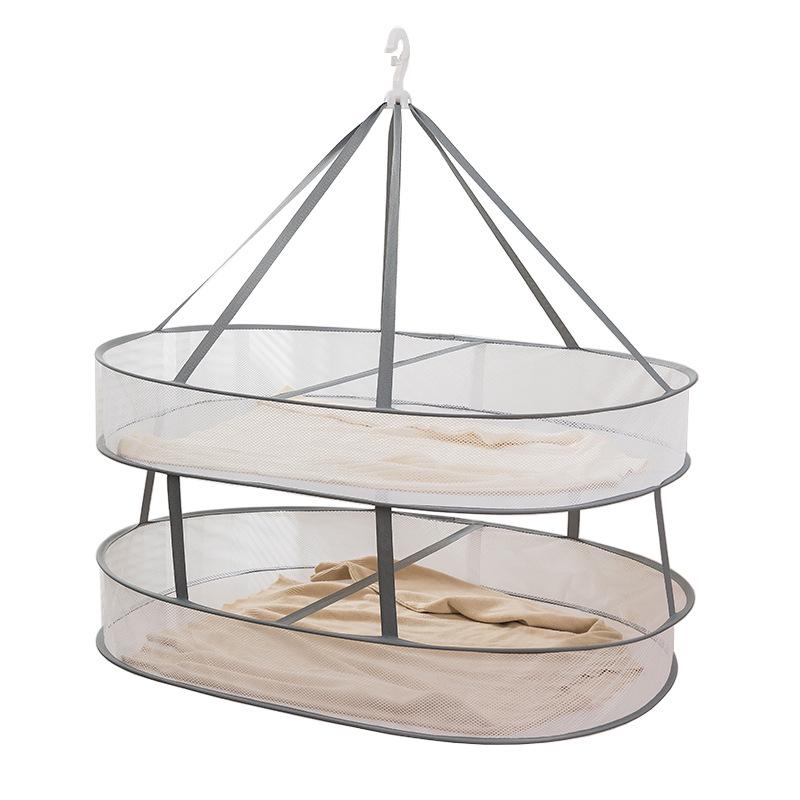 Three-Tier Windproof Folding Sweater Drying Rack Basket