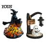 Halloween Ambient Lighting Witch/Ghost LED Lamp, Gothic Resin Ornament with Warm Light for Amber Night Home Decor, Desktop Spooky Party Decor