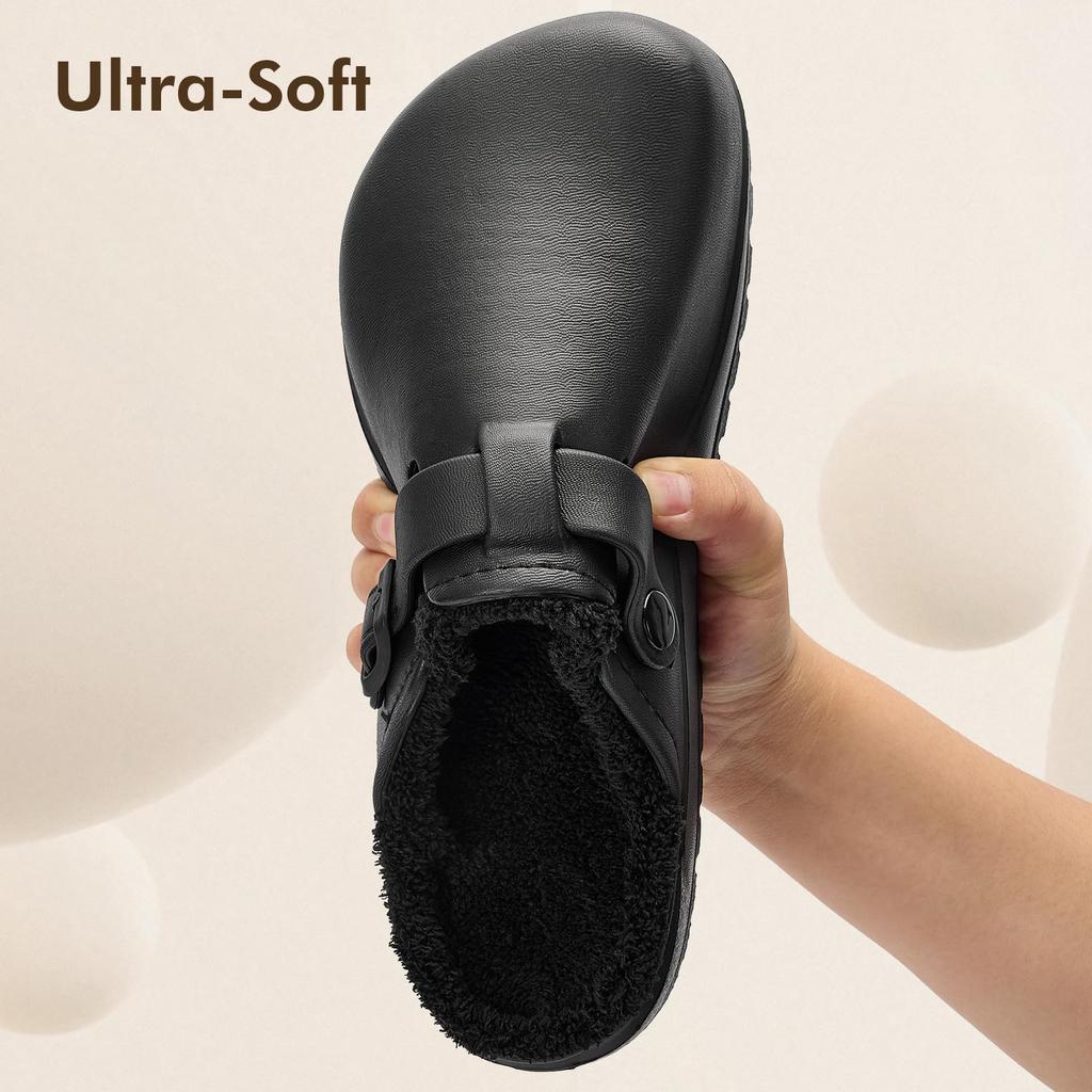 Fashion Womens Clogs Winter Mules Slip on Nurse Shoes Work Garden Slippers with Cotton Lined New Outdoor and Indoor Soft Cotton Shoes