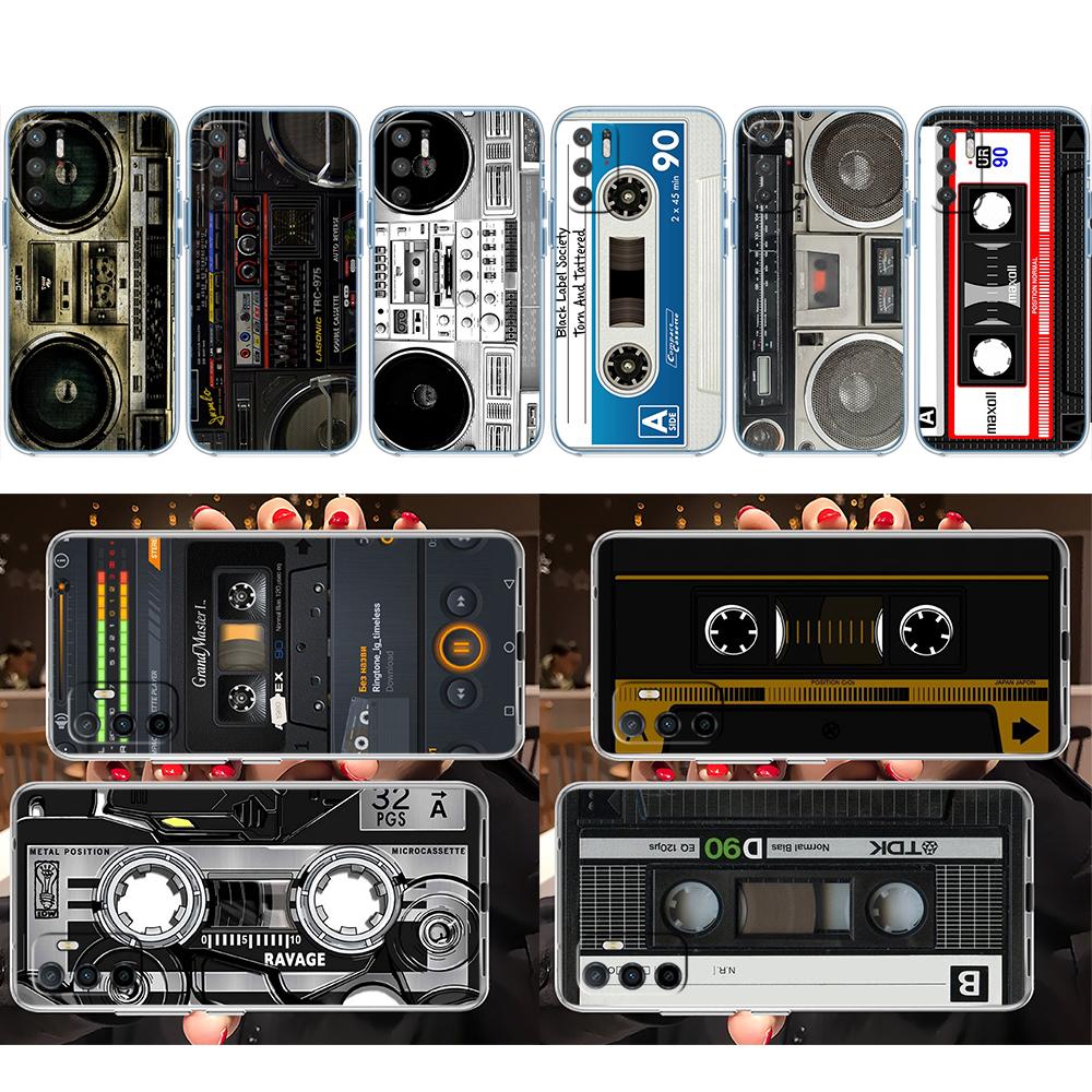 Cassette Vintage Boombox Tape Transparent Phone Case for Motorola Moto G7 G8 G9 G84 G85 G73 G24 G15 Z2 Play Power Plus