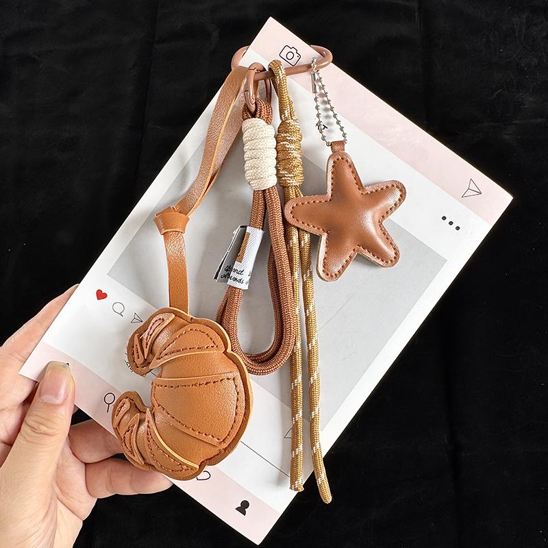Taschenanhänger GHandgefertigtes Leder Croissant Geflochtener Stern Handy-Taschenanhänger Schlüsselanhänger Ornamente Geschenke