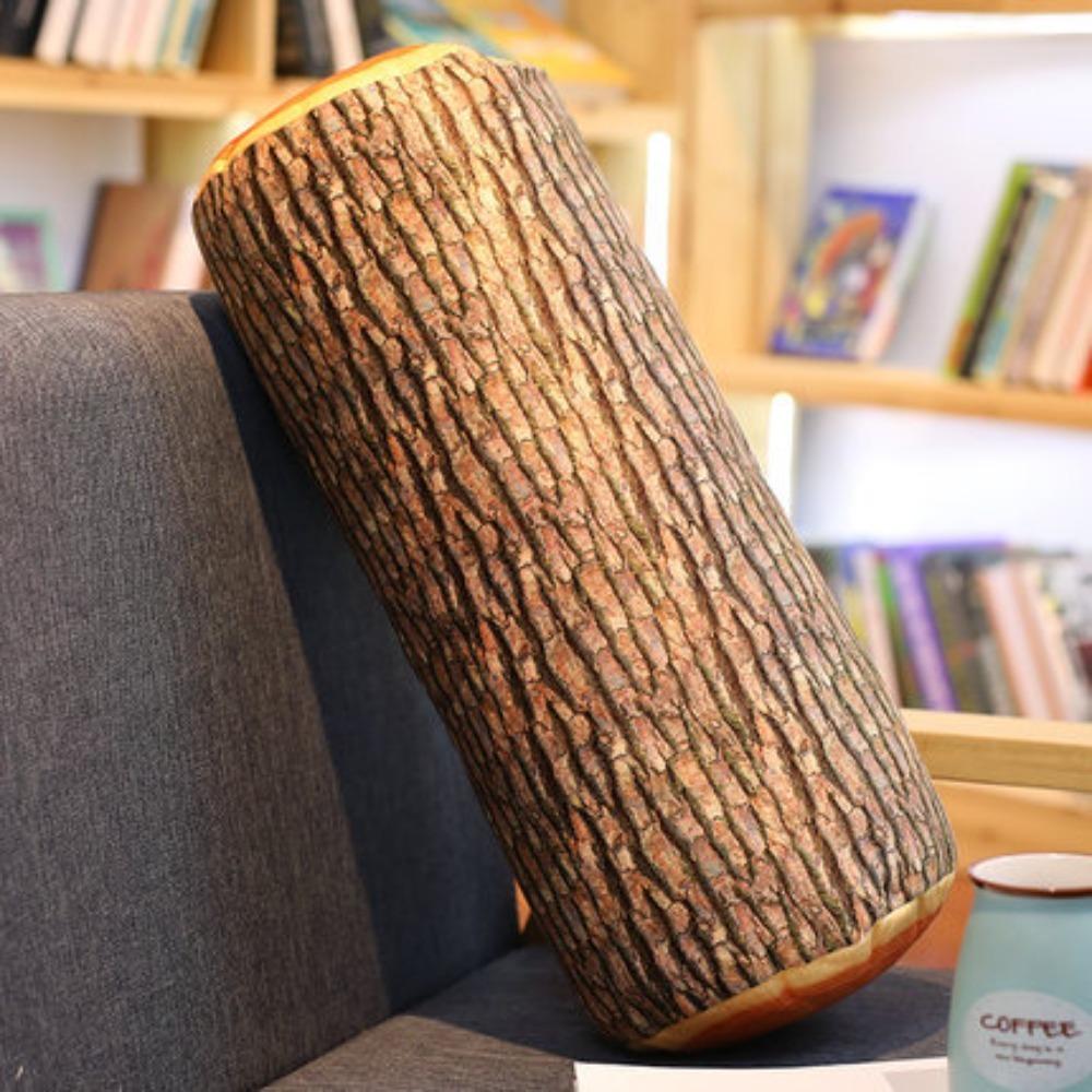 Cute 3D Tree Trunk Cushion Soft Natural Wood Design Chair Cushion Comfortable Cylinder Shape Sofa Cushion Home Decor