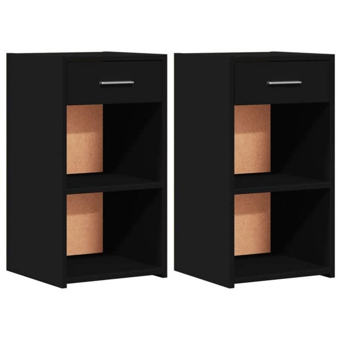 VidaXL Tables de chevet 2 pcs noir 35x34x65 cm bois d’ingénierie, table de chevet, meuble de chambre, table de nuit, 840579
