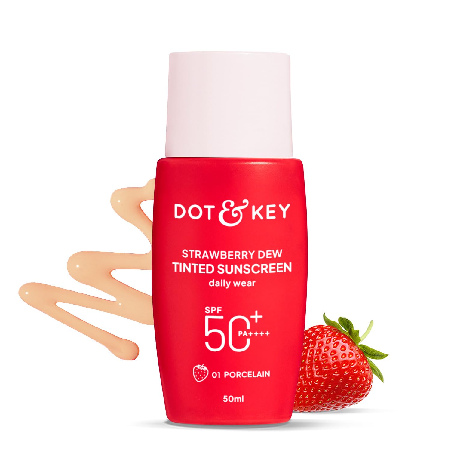 

Dot & Key Клубничный Dew Солнцезащитный тинт SPF 50+ Pa++++ - 01 Фарфоровый Протестировано In-Vivo | для Ежедневного Использования, Осветляет и Защищает Кожу, Ультралегкий,