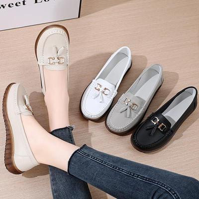 Primavara si Toamna Pantofi de dama din piele metalica Piele moale Taitei Fund moale Pantofi casual Pantofi dama din piele