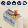 Sofa Cup Holder Silicone Sofa Armrest Tray with Side Pocket Dual Slot Beverage Snack Storage Phone Remote Control Organizer