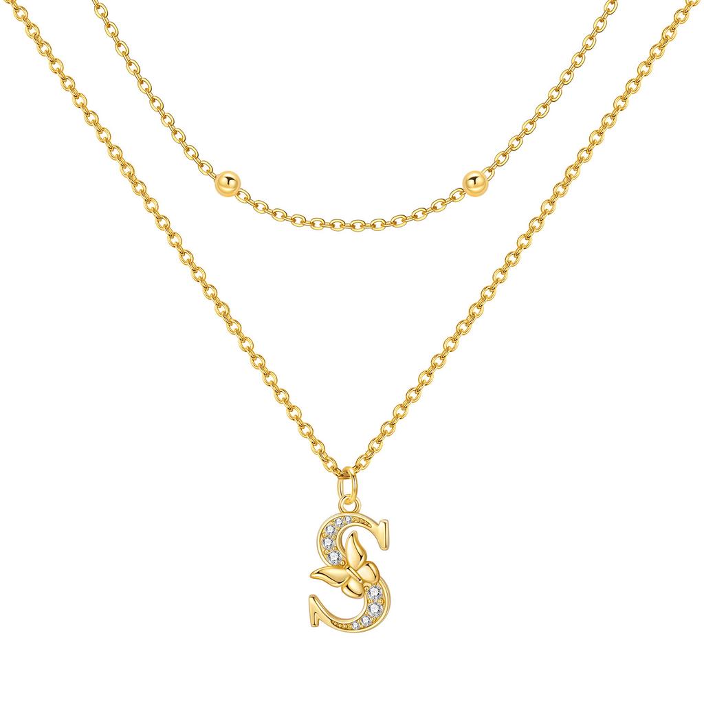 Orstarry 925 Silver Golden A-Z Lucky Letters Necklace Pendant Necklace for Women Birthday Gifts Fashion Fine Jewelry