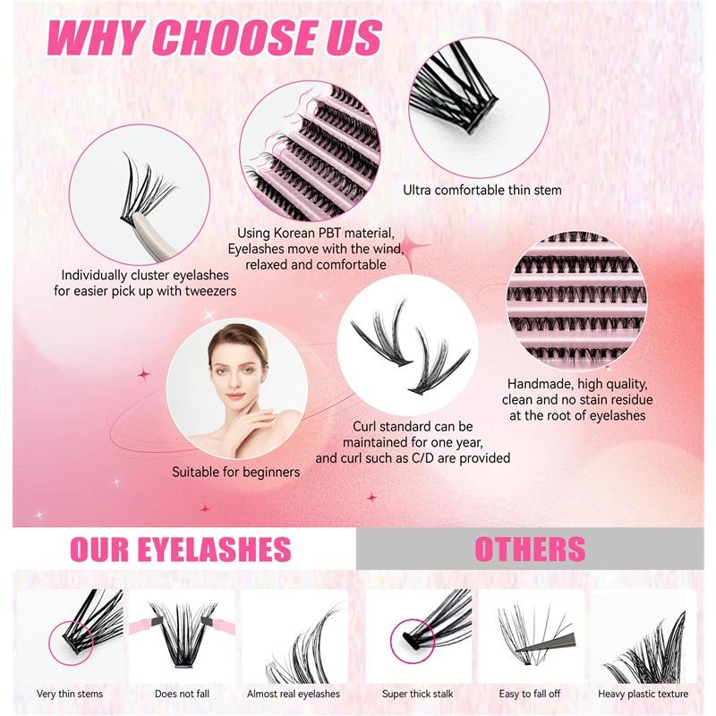 DIY sada prodlužování řas Řasy 200 KS Shluky Lash Bond and Seal Make-up Nástroje pro lepení řas Lepení Lepidlo Příslušenství