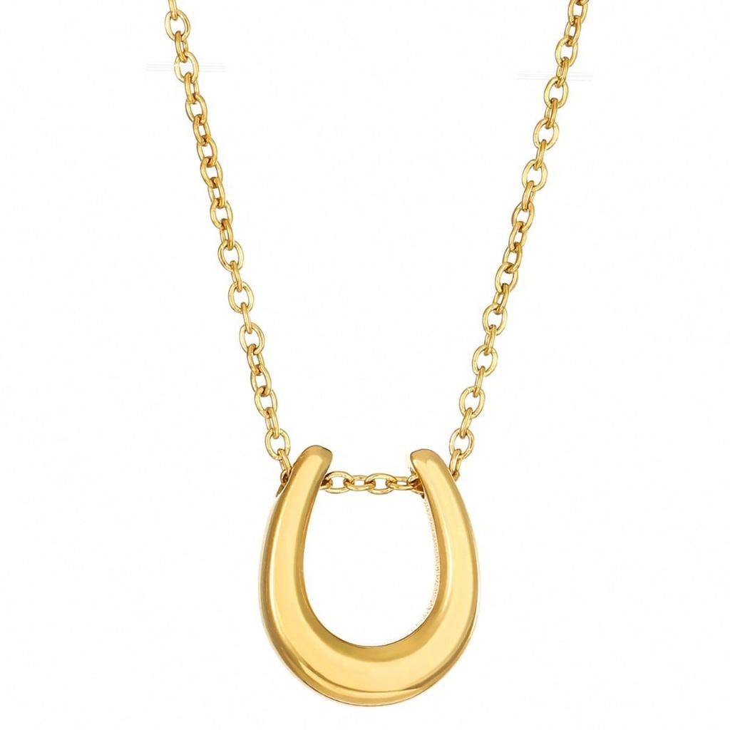 1pc Women's Horseshoe Shaped U-shaped Necklace with Simple Letter Collarbone Chain