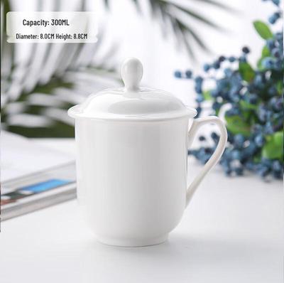 MOLUONA White Ceramic Office & Hotel Cup with Lid
