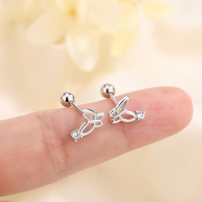 S925 Silver Screw Back Butterfly Stud Earrings For Women Niche Design Exquisite Fashion Jewelry