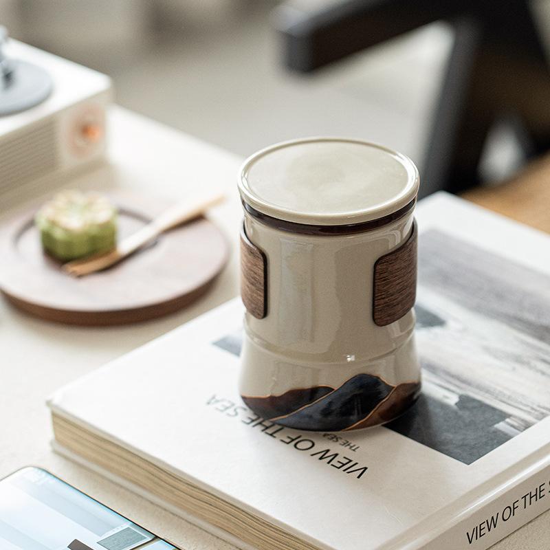 Hochwertige Keramik Teetasse mit großem Fassungsvermögen, Becher, Büro-Tee-Trenntasse, Haushalts-Teeset, Trinkbecher